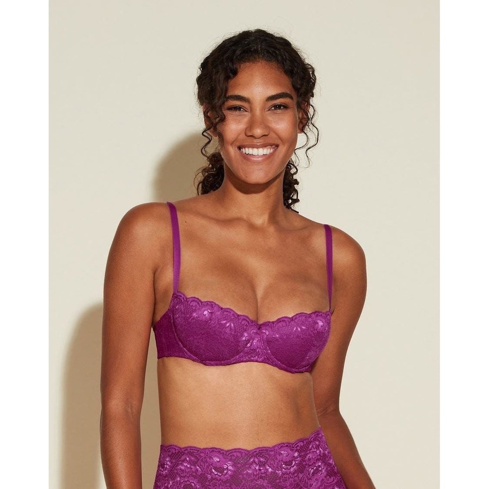 Cosabella Never Say Never Pushie Bra Purple Swiss Beet Lace size 34D